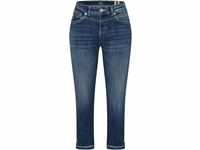 MAC Rich Jeans, knöchellang, Slim-Fit, Fransen-Details, für Damen, blau, 40/26