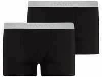 HANRO Cotton Essentials Pants kurz, 2er-Pack, Logo-Bund, für Herren, schwarz, M
