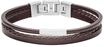 FOSSIL Herren Armband, Leder mit Edelstahl, BRAUN/SILBER