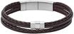 FOSSIL Herren Armband "Vintage Casual JF02934040", Edelstahl/Leder, braun/silber