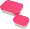 Affenzahn Brotdosen-Set "Eule", Edelstahl, pink|silber