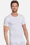 SCHIESSER T-Shirt "Long Life Cotton", V-Ausschnitt, uni, f&uuml;r Herren, wei&szlig;, 8