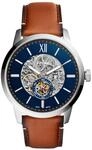 FOSSIL Herren Automatikuhr "Townsman ME3154", silber/braun