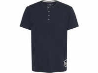 TOM TAILOR Henley-Schlafshirt, Logo-Print, uni, für Herren, blau, 52