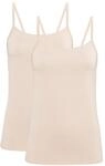 SCHIESSER Unterhemden, 2er-Pack, Spaghetti-Tr&auml;ger, Single-Jersey, f&uuml;r Damen, beige,
