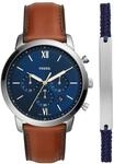 FOSSIL Herren Chronograph "FS5708SET", Set mit Armband, BRAUN/BLAU