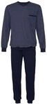 AMMANN Basic Schlafanzug, Brusttasche, V-Ausschnitt, f&uuml;r Herren, blau, 48