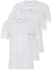 HUGO Unterhemd 3er Pack, Rundhals, Logo, Baumwolle, uni, f&uuml;r Herren, wei&szlig;, L