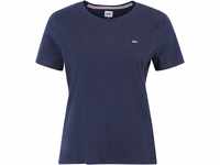 TOMMY Jeans T-Shirt, Rundhalsausschnitt, Logo-Detail, Regular-Fit, für Damen, blau,