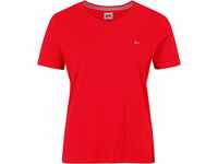 TOMMY Jeans T-Shirt, Rundhalsausschnitt, Logo-Detail, Regular-Fit, für Damen, rot, S