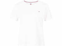 TOMMY Jeans T-Shirt, Rundhalsausschnitt, Logo-Detail, Regular-Fit, für Damen, weiß,