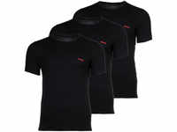 HUGO Unterhemd 3er Pack, Rundhals, Logo, Baumwolle, uni, für Herren, schwarz, M