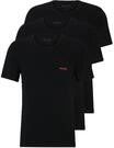 HUGO Unterhemd 3er Pack, Rundhals, Logo, Baumwolle, uni, f&uuml;r Herren, schwarz, M