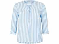 TOM TAILOR plus Blusenshirt, Henley-Ausschnitt, 3/4-Arm, für Damen, blau, 52