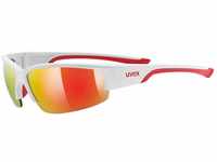 uvex Sportstyle 215 Sportbrille (Farbe: 8316 white mat/red, mirror red (S3))