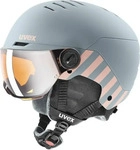 Uvex S56626305707010, uvex Rocket Jr. Visor Kinderskihelm (51-55 cm, 70 rhino/blush