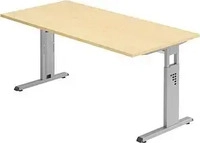 Schreibtisch Bela H650-850xB1600xT800mm, Ahorndekor ger.Form C-Fu&szlig;