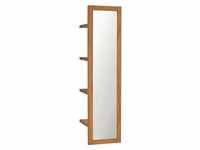 vidaXL Wandspiegel mit Regalen 30×30×120 cm Teak Massivholz