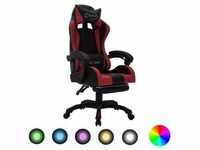 vidaXL Gaming-Stuhl mit RGB LED-Leuchten Weinrot Schwarz Kunstleder