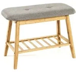 Bank bambus-grau (BHT 60x44x30 cm) - grau - BHT 60x44x30 cm