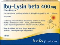 PZN-DE 19101123, betapharm Arzneimittel Ibu-lysin Beta 400 mg Filmtabletten (10 stk)
