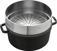 Staub 1133825, Staub - La Cocotte rund mit D&auml;mpfeinsatz &Oslash; 26 cm, schwarz, 40510-606