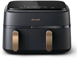 Philips 3000 Series NA352/00 Airfryer Dual Basket Hei&szlig;luftfritteuse schwarz/kupfer