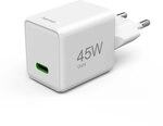 Hama Schnellladeger&auml;t, GaN, USB-C, Super-Mini-Charger, PD, 45 W, Wei&szlig;
