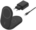 Belkin BoostCharge 2-in-1 magnetisches Ladeger&auml;t Qi2 15W schwarz