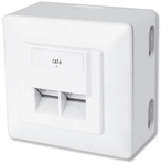 DIGITUS Aufputz Datenanschlussdose 2xRJ45 40 Grad Buchsenwinkel weiss Cat6
