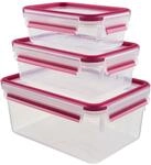 Emsa Clip & Close 515584 Frischhaltedosen-Set himbeer/transparent