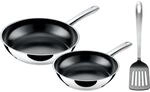 Silit Talis Pfannenset 3-teilig 20/24 cm mit Pfannenwender edelstahl/schwarz