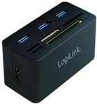 LogiLink CR0042 USB 3.0 Hub mit Kartenleser schwarz