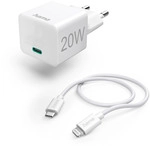 Hama Schnellladeger&auml;t mit Ladekabel Lightning, Mini-Ladeger&auml;t, PD, 20W, 1m, Wei&szlig;