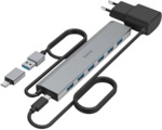 Hama USB-Hub 7 Ports USB 3.2 Gen1 5 Gbit/s inkl. USB-C-Adapter und Netzteil