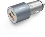Hama&nbsp;Auto-Schnellladeger&auml;t, 1x USB-C, 1x USB-A, PD, 38 W, Metall