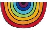 WASH + DRY Fu&szlig;matte halbrund 50 x 85 cm Motiv ROUND RAINBOW Regenbogen