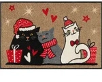WASH + DRY Fu&szlig;matte 50 x 75 cm Motiv CUDDLE TIME Weihnachtliche Katzen