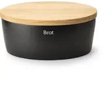 CONTINENTA Brottopf oval mit Holzdeckel hoch 36 x 23 x 15,5 cm schwarz