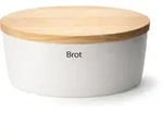 CONTINENTA Brottopf oval mit Holzdeckel hoch 36 x 23 x 15,5 cm wei&szlig;