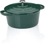 KELA Br&auml;ter Cocotte CALIDO Gusseisen emailliert 24 cm rund 3,8 Liter smaragdgr&uuml;n