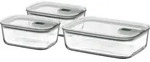 MEPAL Frischhaltedosen-Set EASY CLIP Glas eckig 1,5 + 2 x 0,7 Liter nordic sage