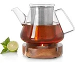 AdHoc Set Teekanne ORIENT Borosilikatglas 1,5 Liter + St&ouml;vchen TUTO Akazienholz