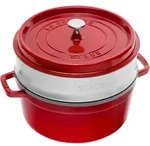 STAUB France Cocotte 26 cm - 5,2 Liter mit D&auml;mpfeinsatz Gusseisen rot