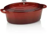 KELA Br&auml;ter Cocotte CALIDO Gusseisen emailliert 33 cm oval 6 Liter rot INDUKTION