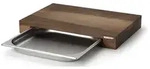 CONTINENTA Schneidebrett Wallnuss mit Edelstahl Schublade 48 x 32,5 x 6,5 cm