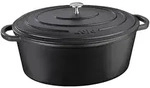KELA Br&auml;ter Cocotte CALIDO Gusseisen emailliert 33 cm oval 6 Liter schwarz INDUK...