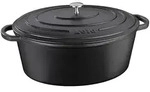 KELA Br&auml;ter Cocotte CALIDO Gusseisen emailliert 36 cm oval 9,3 Liter schwarz IND...