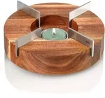 AdHoc St&ouml;vchen und Speisenw&auml;rmer TUTO 16 cm aus Akazienholz und Edelstahl