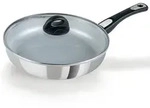 GENIUS Bratpfanne CERAFIT STEEL Keramik-Beschichtung 28 cm mit Glasdeckel
